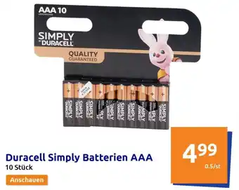 Action Duracell Simply Batterien AAA 10 Stück Angebot