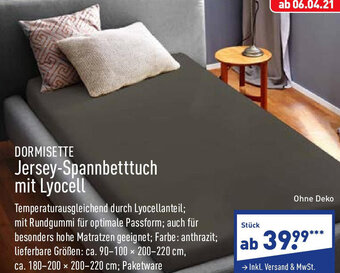 Aldi Nord Dormisette Jersey Spannbetttuch mit Lyocell Angebot