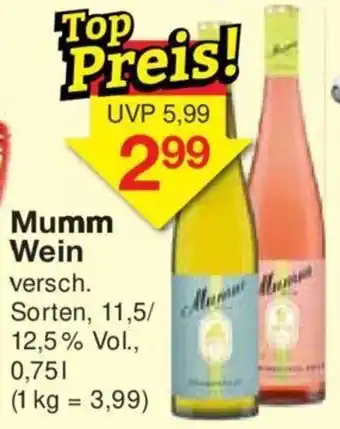 Jawoll Mumm Wein 0,75 L Angebot