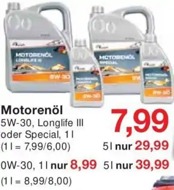 Jawoll Motorenöl 5W-30, Longlife III oder Special, 1 L Angebot