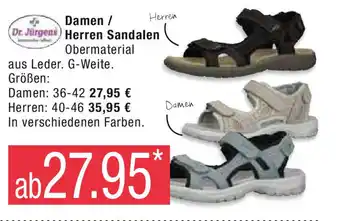 Marktkauf Dr. Jurgens Damen / Herren Sandalen Damen: 36-42  Herren: 40-46 Angebot