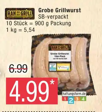 Marktkauf RANGRILL Grobe Grillwurst 10 Stück 900 g Packung Angebot