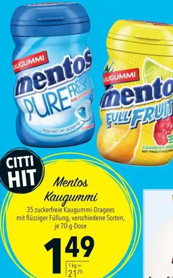 CITTI Markt Mentos Kaugummi 70 g Dose Angebot