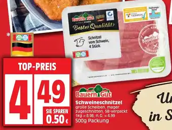 Edeka Bauern Gut Schweineschnitzel 500 g Packung Angebot