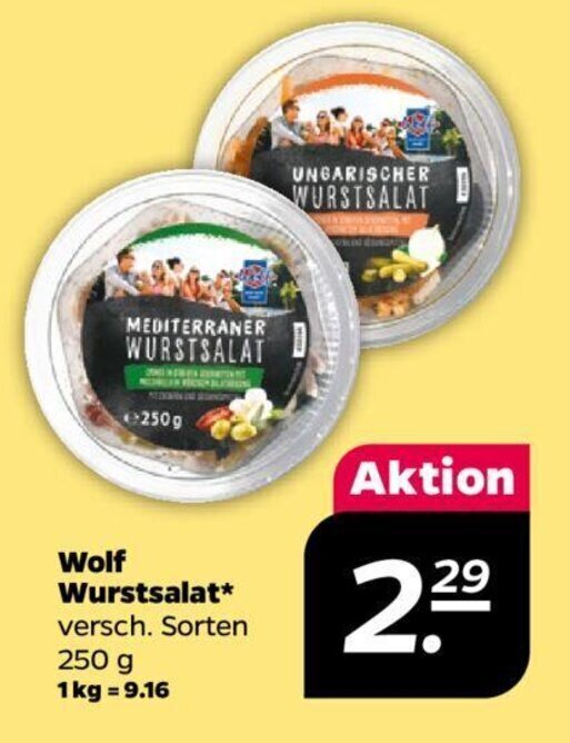 Wolf Wurstsalat* versch. Sorten 250 g Angebot bei NETTO