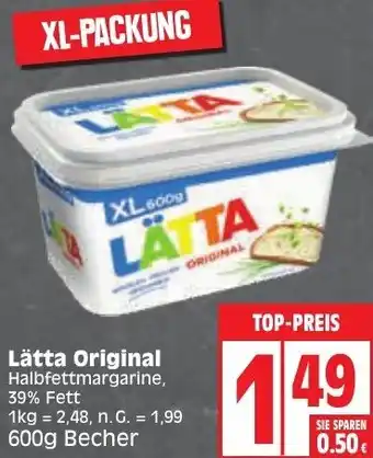 Edeka Lätta Original Halbfettmargarine 600g Becher Angebot