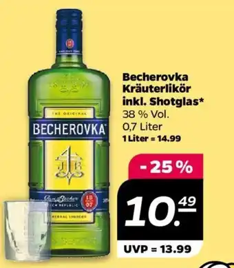 NETTO Becherovka Kräuterlikör inkl. Shotglas* 0,7 Liter Angebot