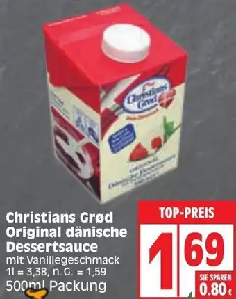 Edeka Christians Grød Original dänische Dessertsauce 500ml Packung Angebot