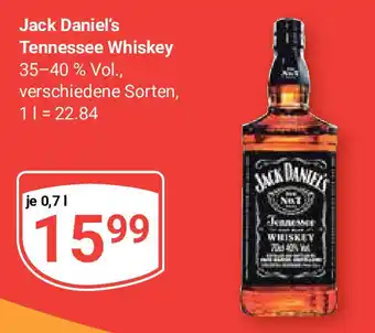 Globus Jack Daniel's Tennessee Whiskey 35-40% Vol., 700ml Angebot