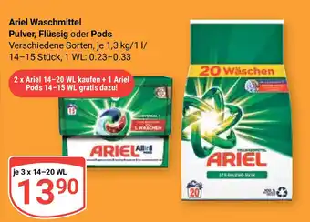 Globus Ariel Waschmittel Pulver, Flüssig oder Pods 3*14-20wl Angebot