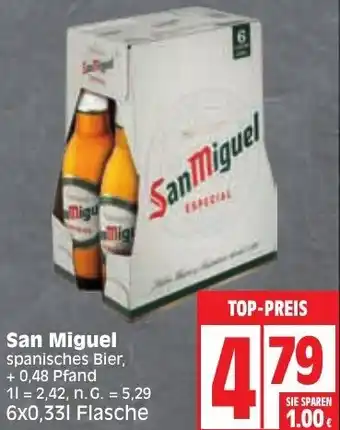 Edeka San Miguel spanisches Bier 6x0,33 L Flasche Angebot