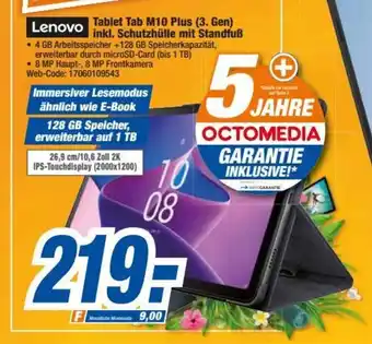 expert Octomedia Lenovo Tablet Tab M10 Plus (3. Gen) inkl. Schutzhülle mit Standfuß Angebot