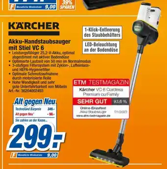 expert Techno Land KÄRCHER Akku-Handstaubsauger mit Stiel VC 6 Angebot