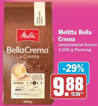 Hit Melitta Bella Crema 1.000 g Packung Angebot