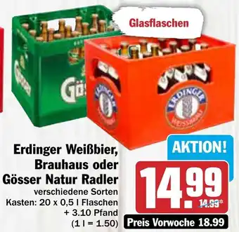 Hit Erdinger Weißbier, Brauhaus oder Gösser Natur Radler 20x0,5 L Angebot