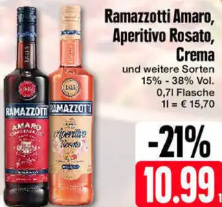 Edeka Ramazzotti Amaro, Aperitivo Rosato, Crema 0,7 L Flasche Angebot