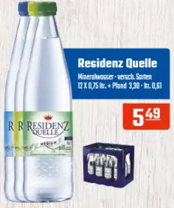 Hörl Getränke Residenz Quelle Mineralwasser 12x0,75 ltr. Angebot