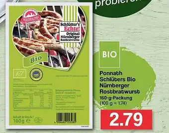 Famila Nord West Ponnath Schlüters Bio Nürnberger Rostbratwurst Angebot