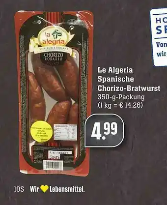 Scheck-in-Center Le Algeria Spanische Chorizo-bratwurst Angebot