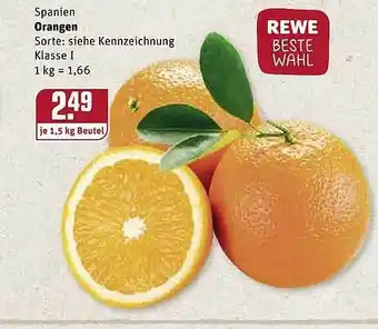 REWE Kaufpark Rewe Beste Wahl Spanien Orangen 1,5kg Beutel Angebot