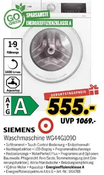 MEDIMAX SIEMENS Waschmaschine WG44G109D Angebot