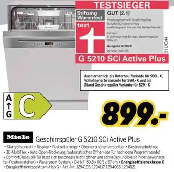 MEDIMAX Miele Geschirrspüler G 5210 SCi Active Plus Angebot