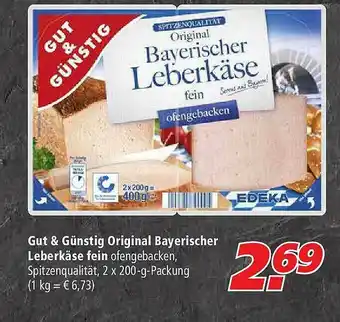 Marktkauf Gut & Günstig Original Bayerischer Leberkäse Fein Angebot