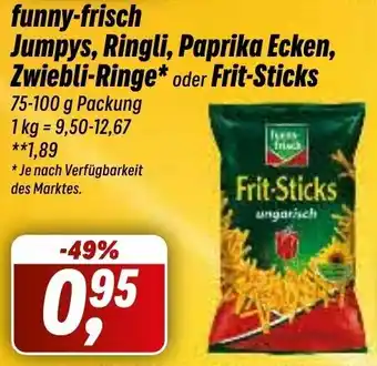 Simmel funny-frisch Jumpys, Ringli, Paprika Ecken, Zwiebli-Ringe** oder Frit-Sticks 75-100 g Packung Angebot