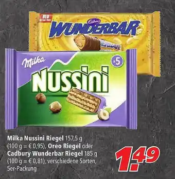 Marktkauf Milka Nussini Riegel, Oreo Riegel Oder Cadbury Wunderbar Riegel Angebot