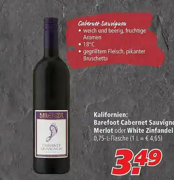 Marktkauf Barefoot Cabernet Sauvignon Merlot Oder White Zinfandel Angebot