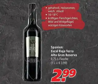 Marktkauf Escal Roja Terra Alta Gran Reserva Angebot