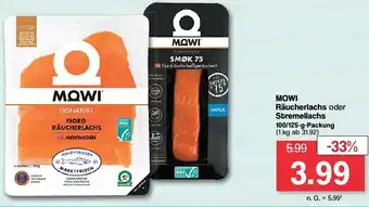 Famila Nord West MOWI Räucherlachs oder Stremellachs 100/125-g-Packung Angebot