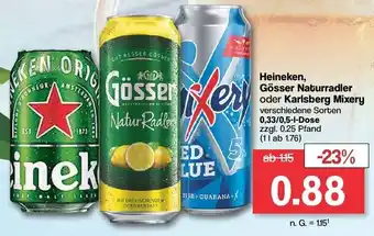 Famila Nord West Heineken, Gösser Naturradler oder Karlsberg Mixery 0,33/0,5 L Dose Angebot