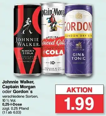 Famila Nord West Johnnie Walker, Captain Morgan oder Gordon's 0,25 L Dose Angebot