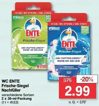 Famila Nord West WC ENTE Frische-Siegel Nachfüller 2 x 36-ml-Packung Angebot