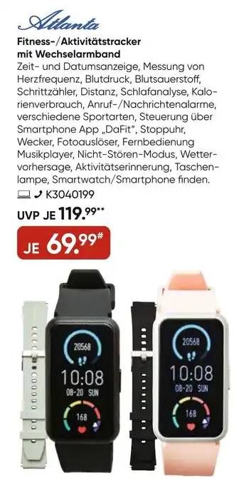 Galeria Atlanta Fitness-/Aktivitätstracker mit Wechselarmband Angebot