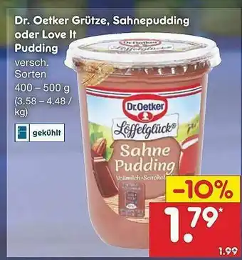 Netto Marken-Discount Dr Oetker Grütze, Sahnepudding Oder Love It Pudding Angebot