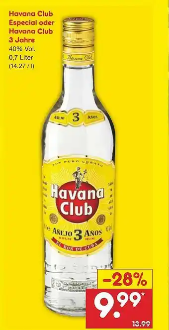 Netto Marken-Discount Havana Club Especial Oder Havana Club 3 Jahre Angebot