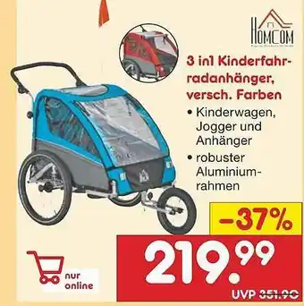 Netto Marken-Discount Homcom 3in1 Kinderfahrradanhänger Angebot