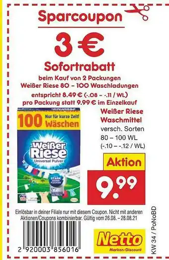 Netto Marken-Discount Weißer Riese Waschmittel Angebot