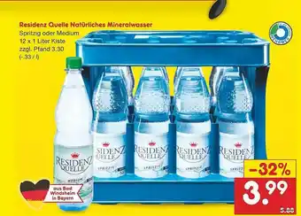 Netto Marken-Discount Residenz Quelle Natürliches Mineralwasser Angebot