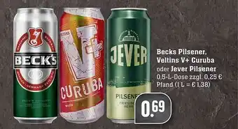 Scheck-in-Center Becks Pilsener Veltins V+ Curuba Oder Jever Pilsener Angebot