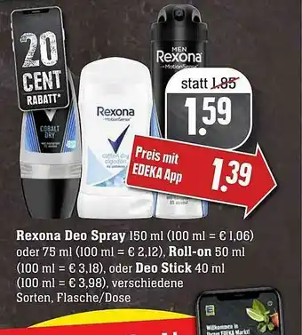 Scheck-in-Center Rexona Deo Spray Oder Roll-on Oder Deo Stick Angebot