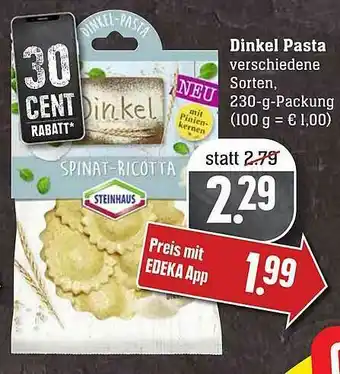 Scheck-in-Center Dinkel Pasta Angebot