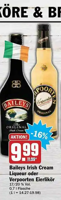 AEZ Baileys Irish Cream Liqueur Oder Verpoorten Eierlikör Angebot