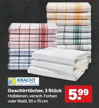 Handelshof KRACHT Geschirrtücher, 3 Stück Halbleinen, versch. Farben oder Weiß, 50 x 70 cm Angebot