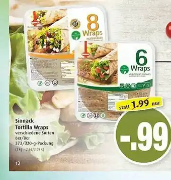 Markant Sinnack Tortilla Wraps Angebot