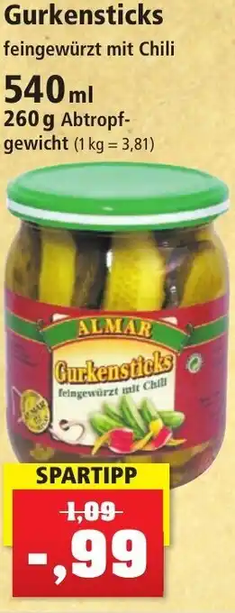 Thomas Philipps ALMAR Gurkensticks 540 ml Angebot