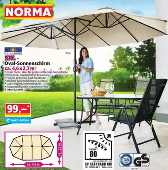 Norma Solax-Sunshine XXL Oval-Sonnenschirm ca. 4,6 x 2,7 m Angebot