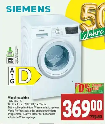 Marktkauf Siemens Waschmaschine Wm14n177 Angebot